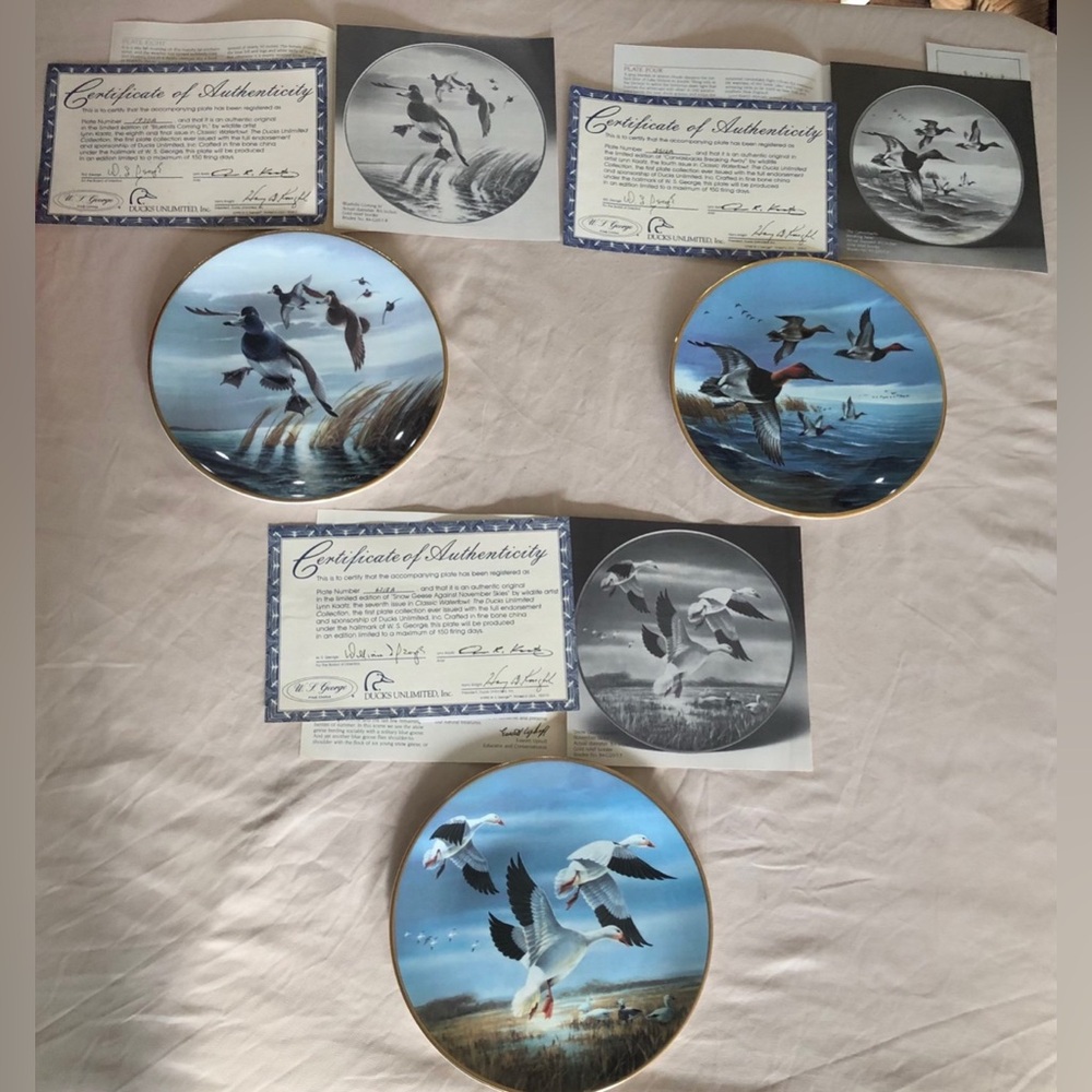 WS George 1989/ 1990 Federal Duck Stamp Fine China Plate Bradford Gold Rim